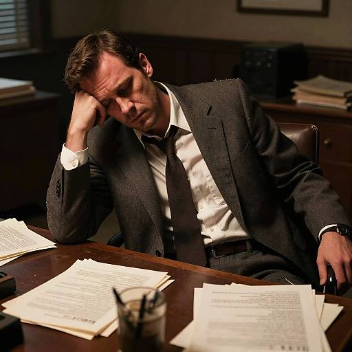 Tired Detective in Noir Office