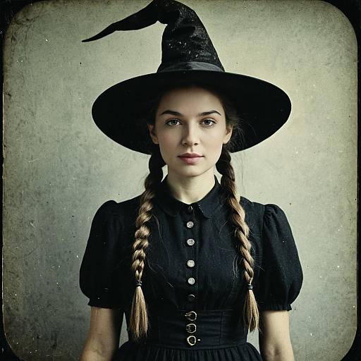 Vintage Witch in Black Dress