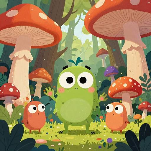 Whimsical Cartoon Fantasy Forest