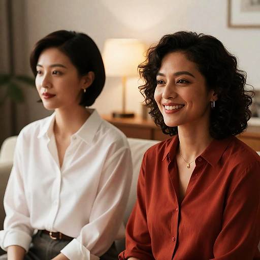 Portrait of Friends in Cozy Living Room