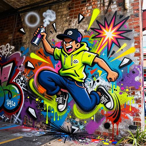 Kinetic Graffiti Artist in Urban Tunnel