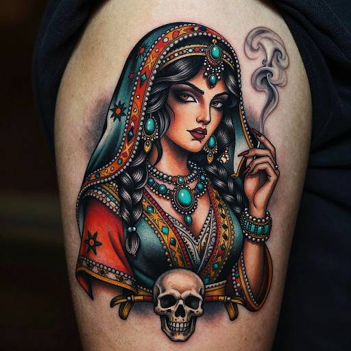 Neotraditional Turkish Female Tattoo