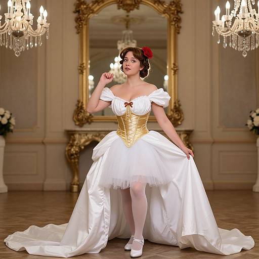 Realistic Cinderella Costume in Grand Ballroom