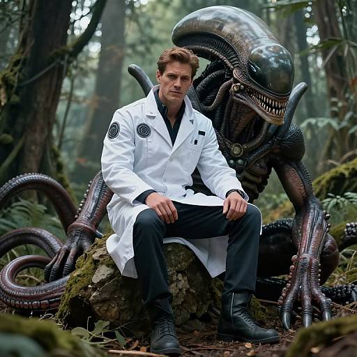 Arrogant Sci-Fi Scientist with Alien Beast