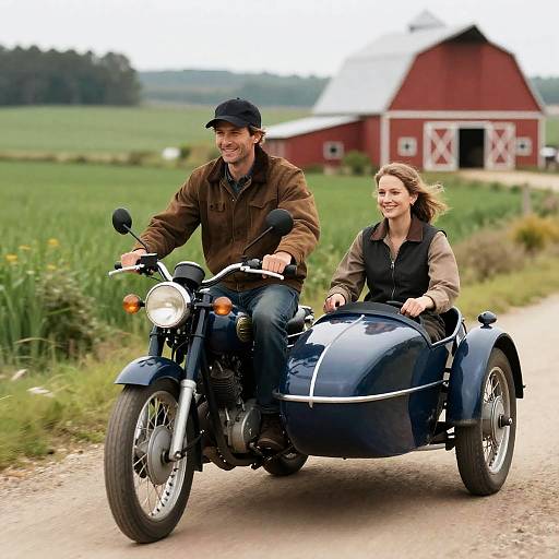 Vintage Motorcycle Adventure on a Dirt Road