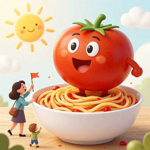 Triumphant Tomato Triumphs Over Spaghetti