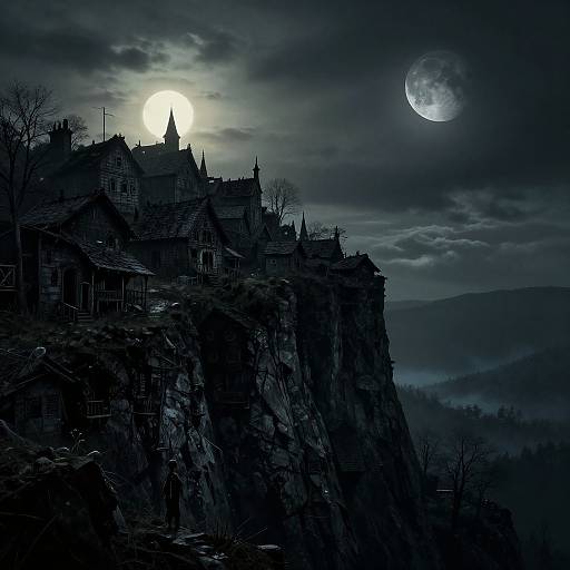 Chiaroscuro Horror Cliffside Cult Village
