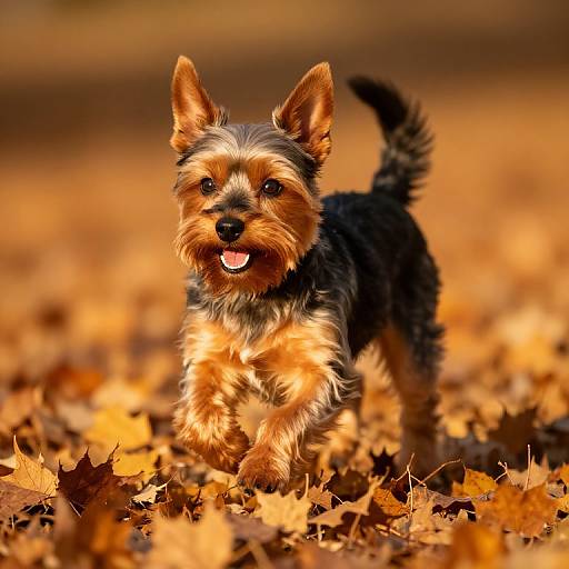 Energetic Yorkie Pinscher Mix Running