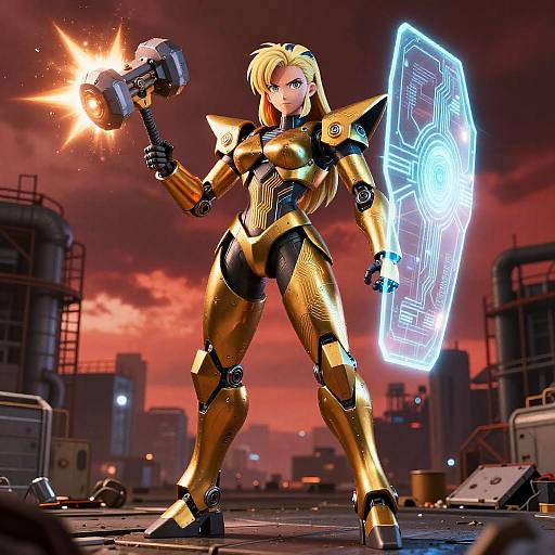 Mecha Android 18 in Stormy Industrial