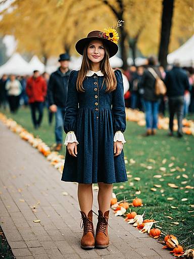 Young Woman in October Festival Costume Outdoors