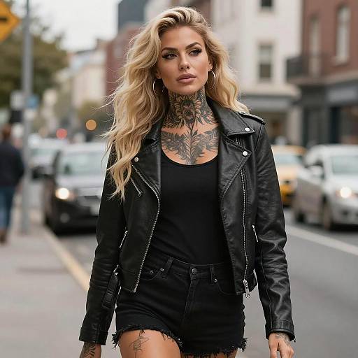 Confident Blonde Woman with Tattoos