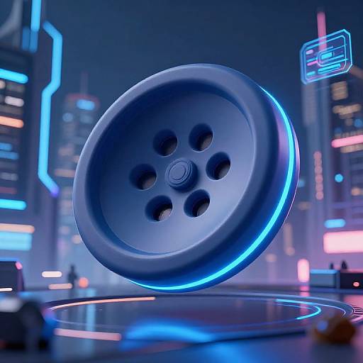 Floating Cyberpunk Button with Neon Glow