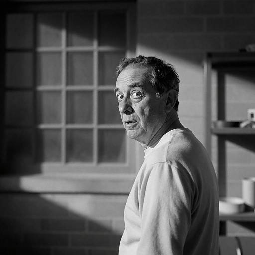 Surprised Older Man in Black and White