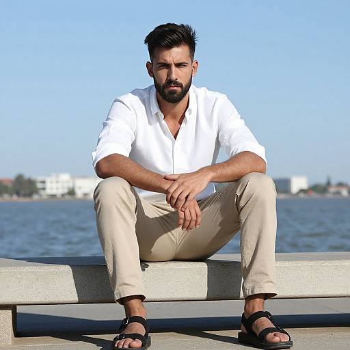Handsome Bearded Man by Water