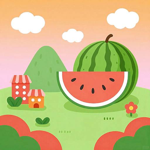 Whimsical Colorful Cartoon Landscape