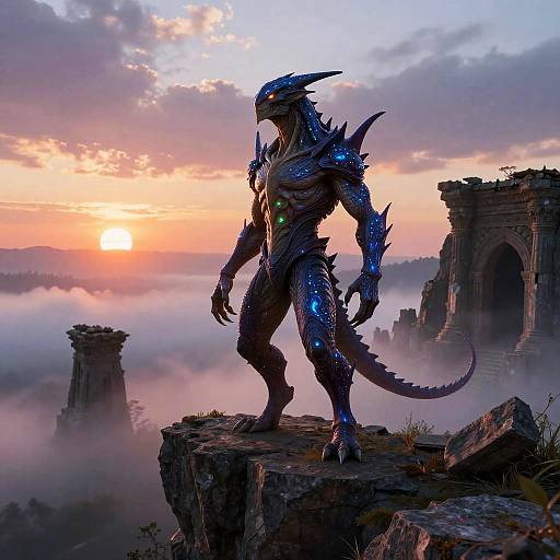 Bioluminescent Smorm on Rugged Cliff