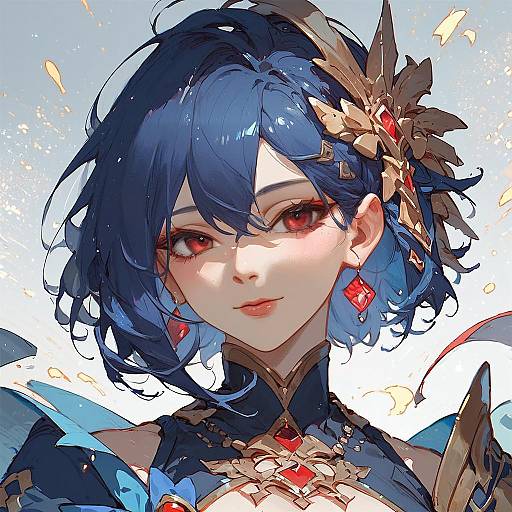 Red-Eyed Anime Girl on Stage