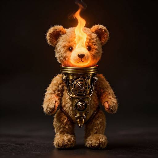 Steampunk Brass Teddy Bear Torch