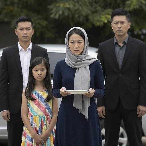 Serious Family Portrait in Natural Setting