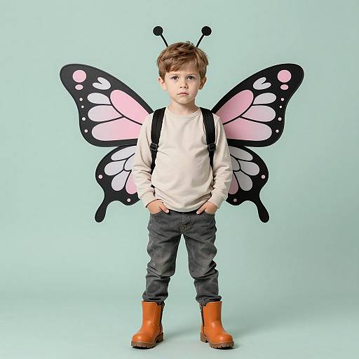 Boy in Butterfly Wings Costume