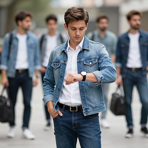 Realistic Male Denim Fashion Icons