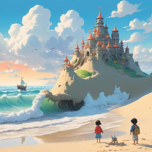 Dreamlike Child Building a Sandcastle Dreamlike Child Building a Sandcastle