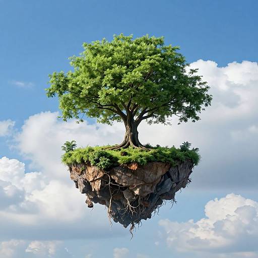 Majestic Tree on Floating Island