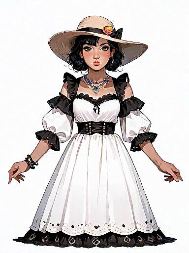 Stylish Bohemian Girl in Lace Dress