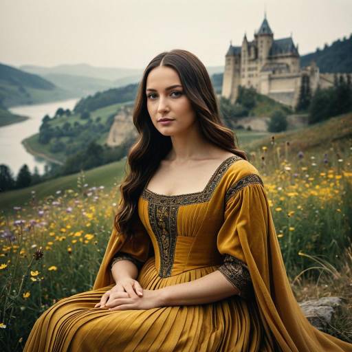 Woman in Historical Dress by Castle