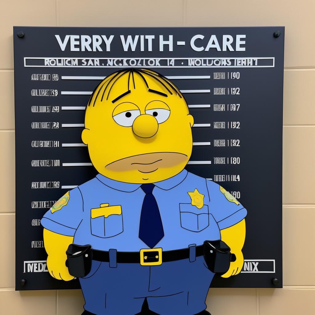 Humorous Mugshot of Ralph Wiggum