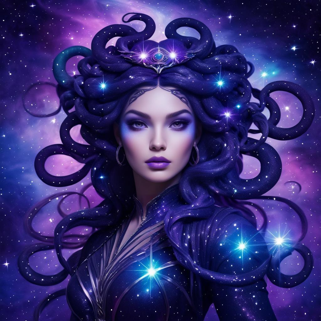 Galactic Medusa with Snake Hair