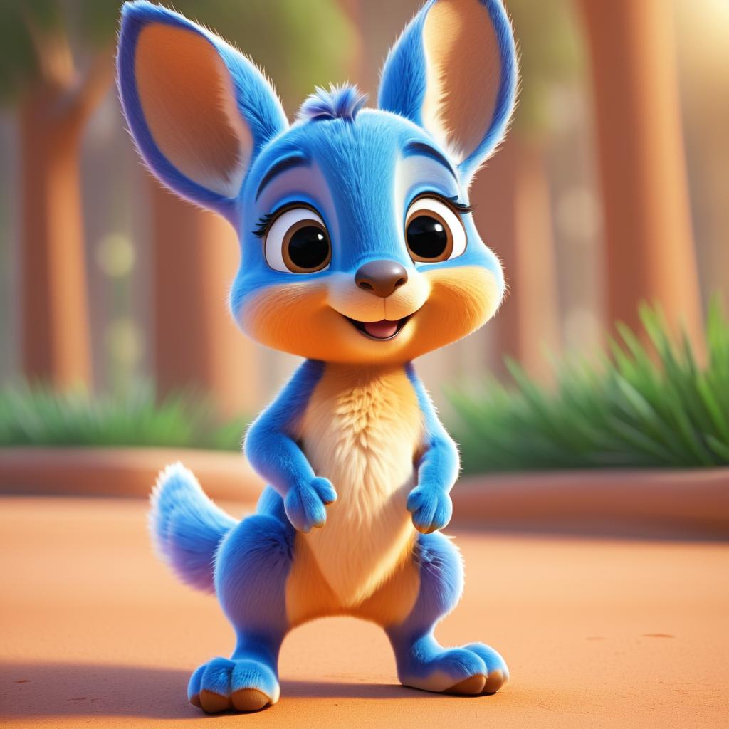 Adorable Baby Kangaroo in Pixar Style