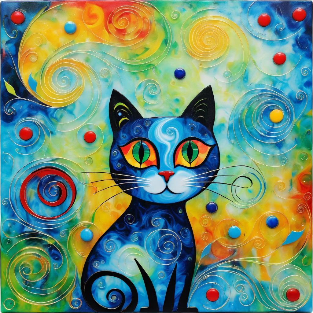 Surreal Whimsical Cat in Dreamlike Colors