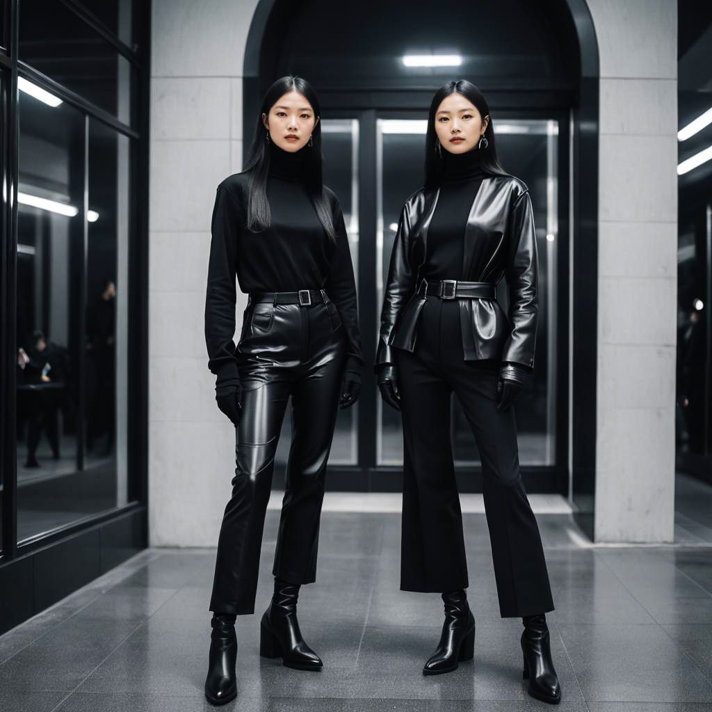 Chic Monochrome Couple in Sleek Fashion