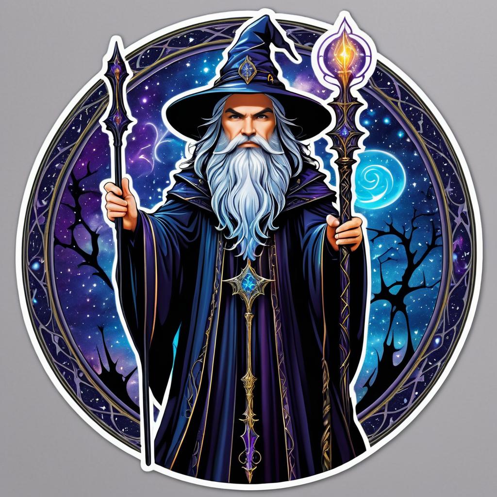 Highly Detailed Gothic Wizard Sticker Design