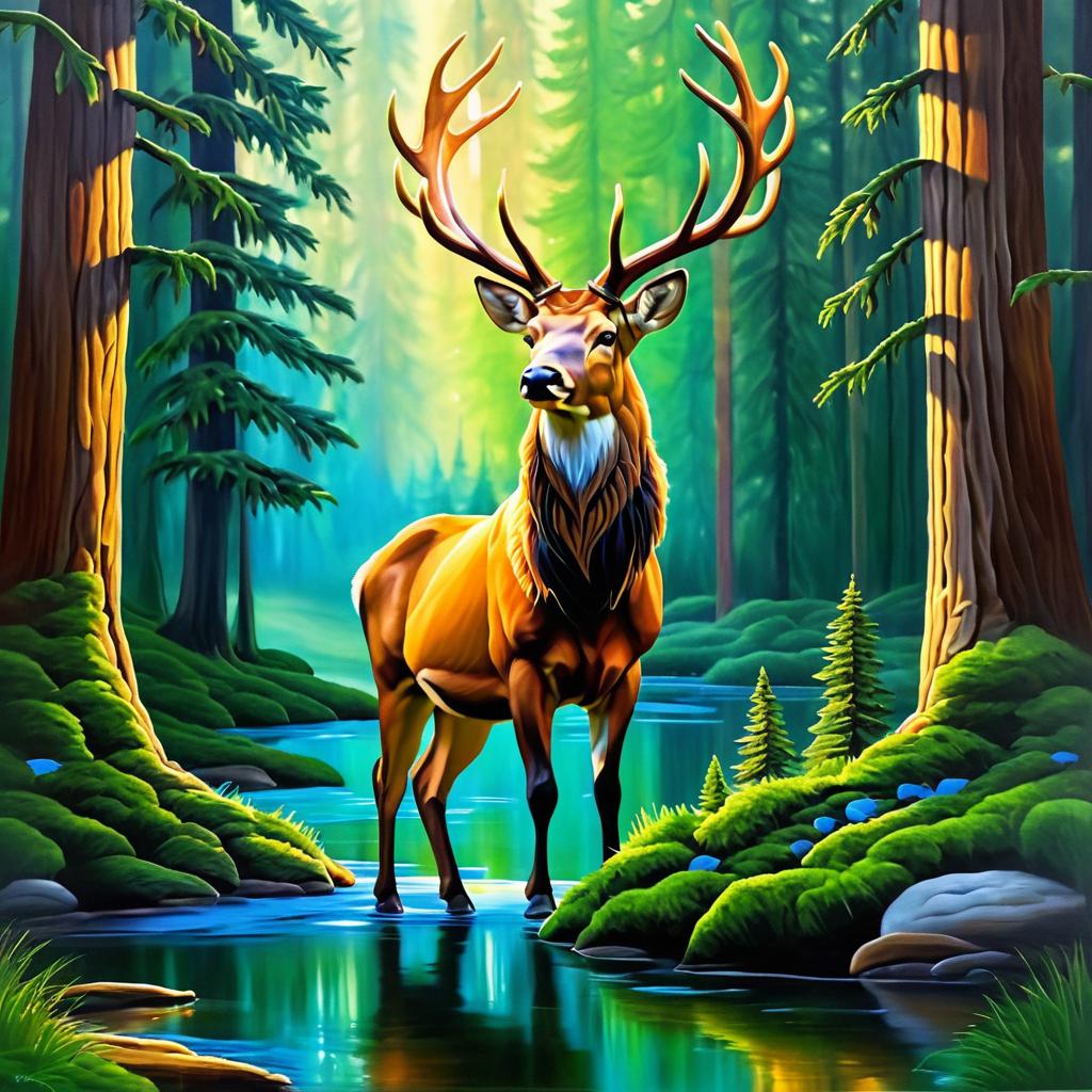 Elk Forest Guardian: Enchanted D&D Art