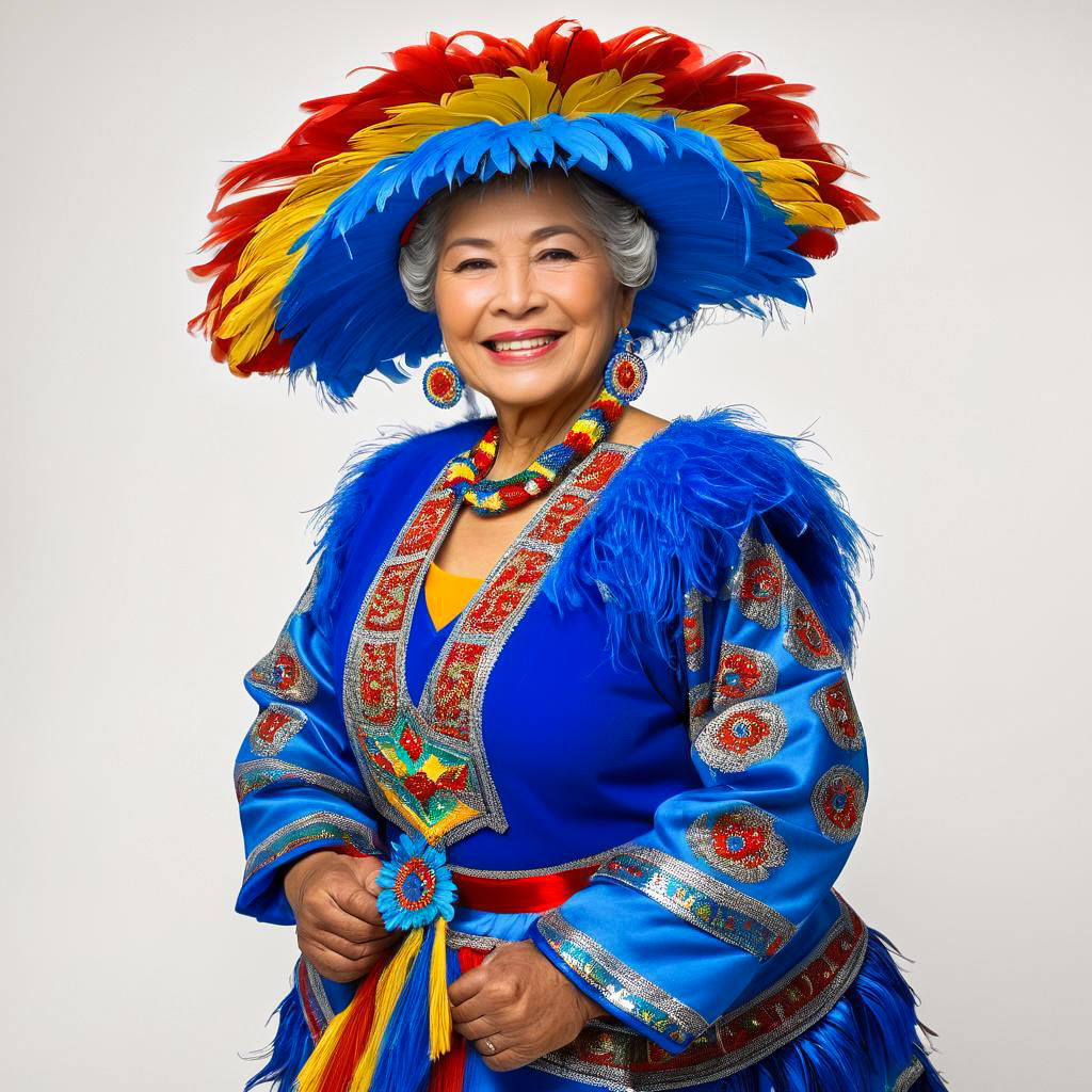 Smiling Bolivian Lady in Carnival Costume