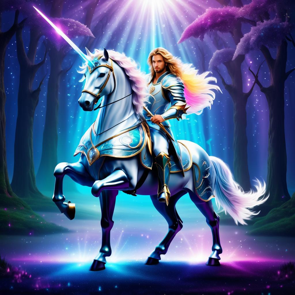 Charismatic Unicorn Knight in Fantasy Realm