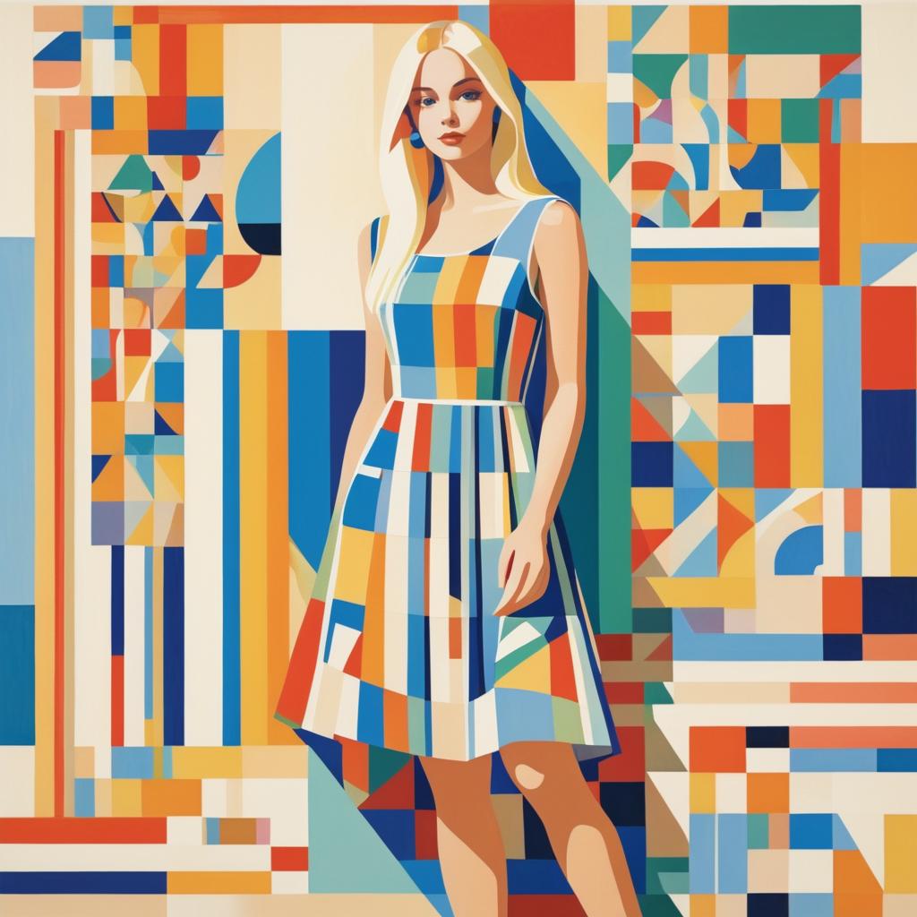 Cubist Girl in Vibrant Sundress