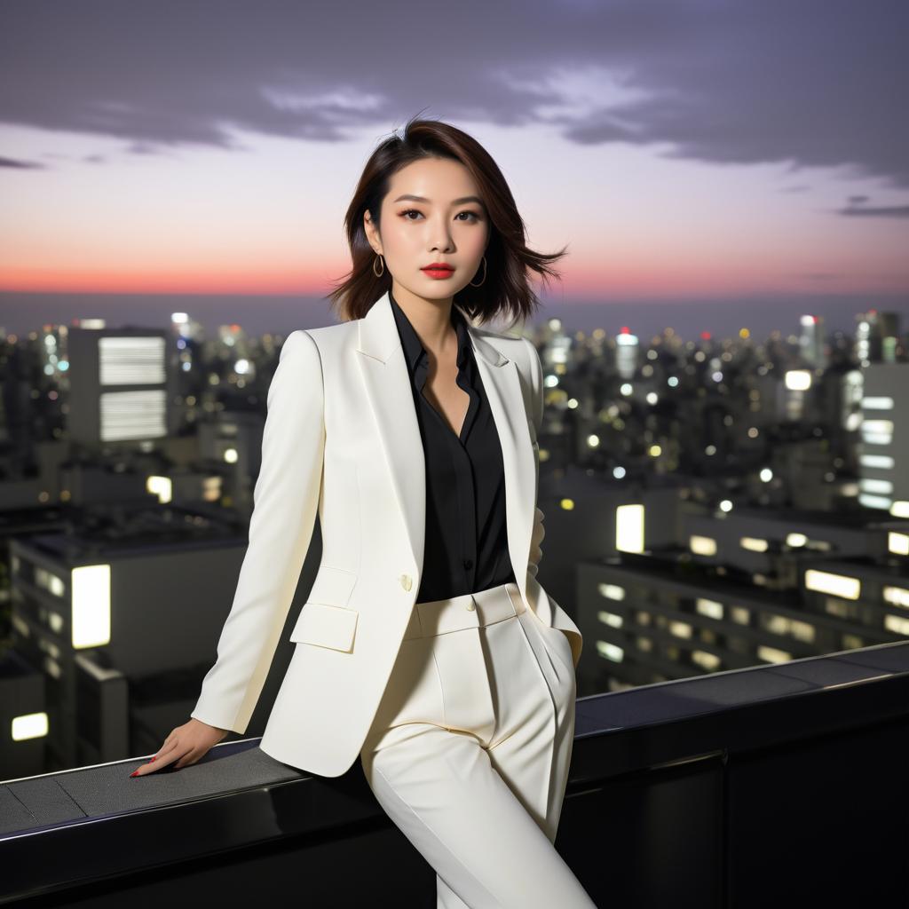 Chic Tokyo Rooftop Glamour Portrait