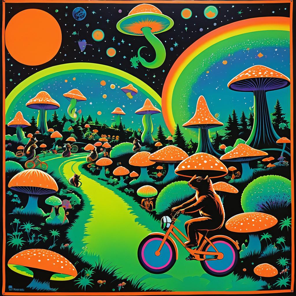 Cosmic Squirrels on Bikes: 70s Poster