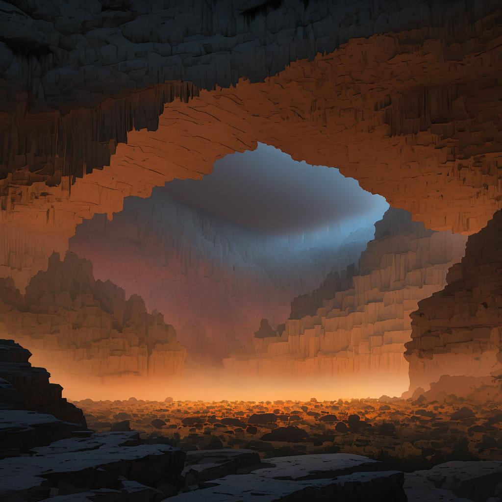 Stylized Limestone Cavern with Twilight Glow