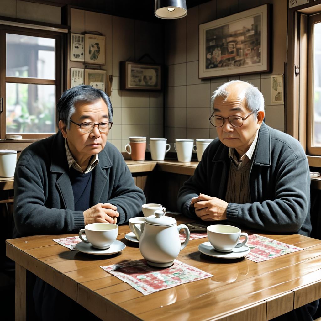 Thoughtful Friends in a Rustic Diner