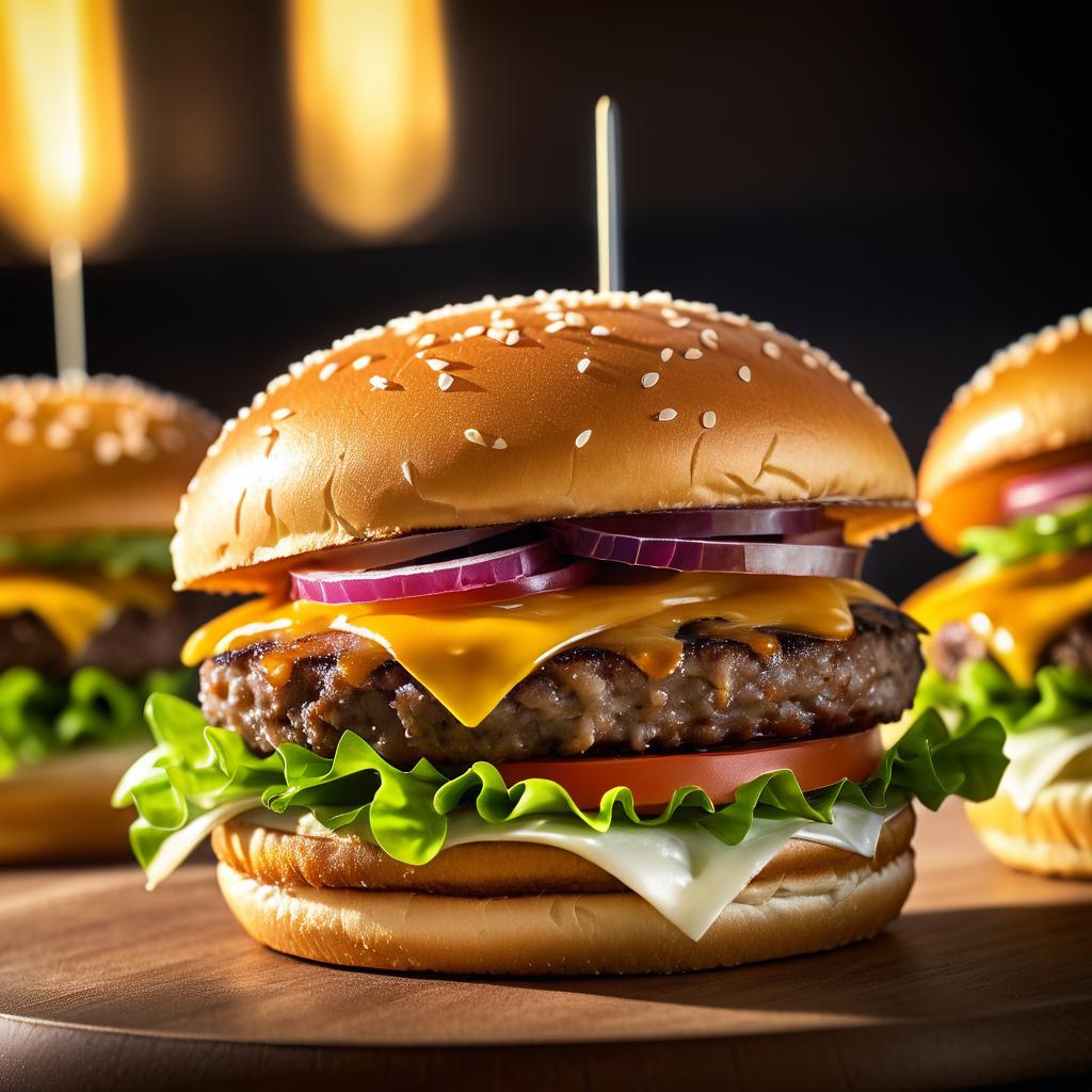 Gourmet Burger Close-Up with Cinematic Lighting