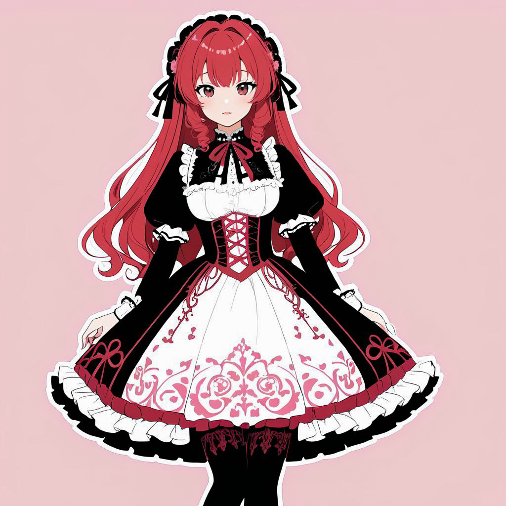 Blushing Noblewoman in Gothic Lolita Style