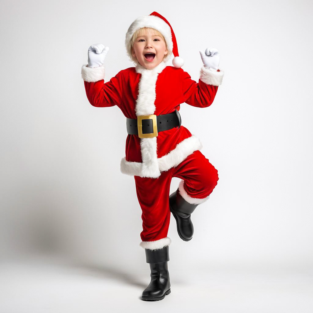 Ecstatic Child in Santa Claus Costume