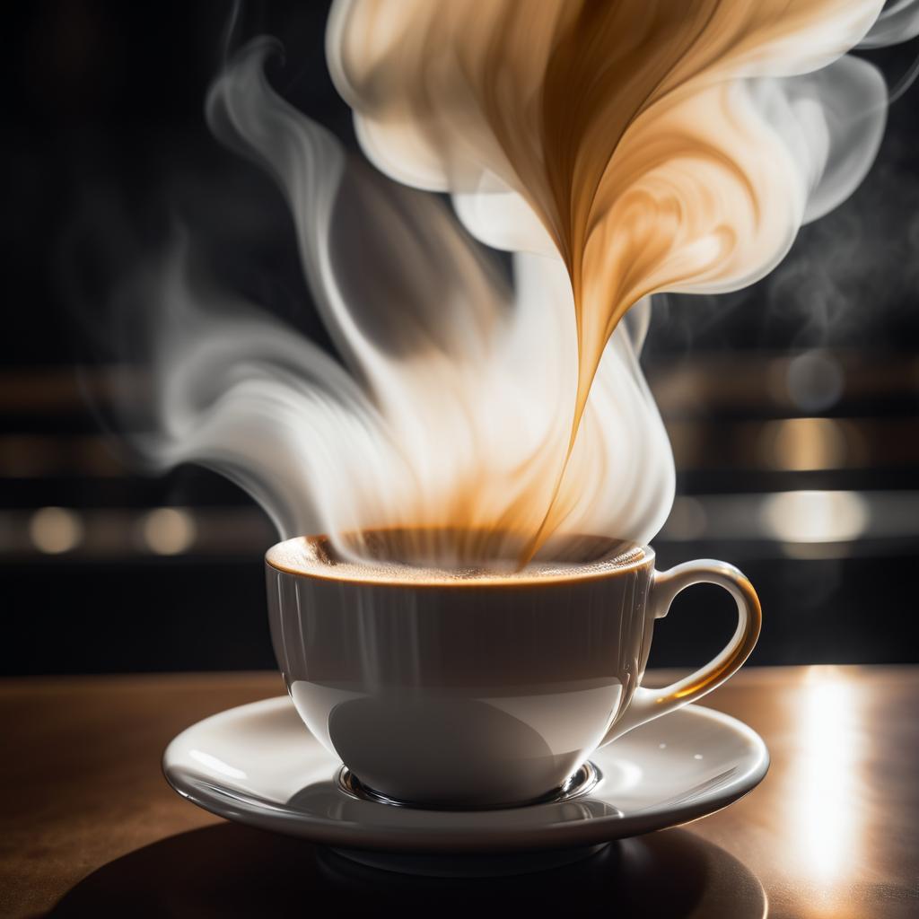 Cinematic Close-Up of Steaming Coffee