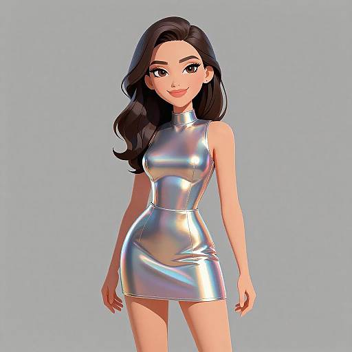 Futuristic Woman in Iridescent Dress