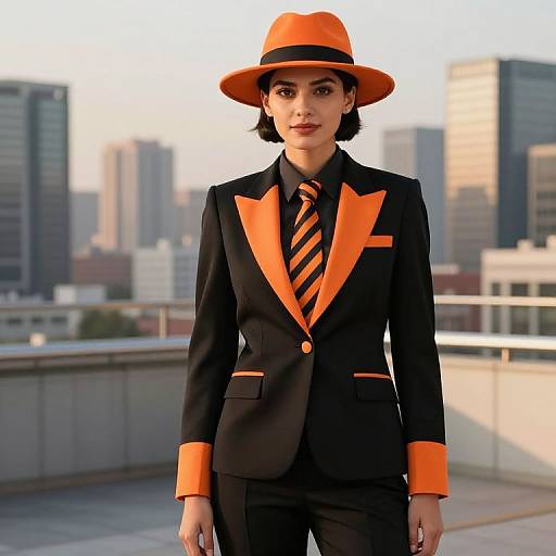 Confident Woman in Modern Urban Suit