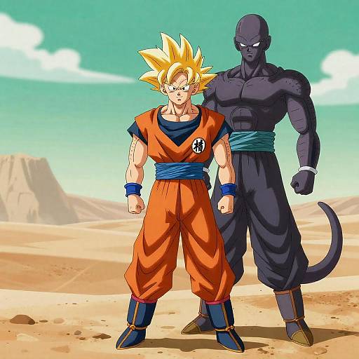 Anime Scene of Goku and Lizard Character